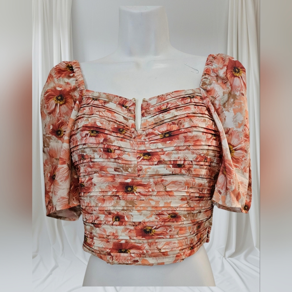 Express Floral Puff Sleeve Top - Picture 3 of 5